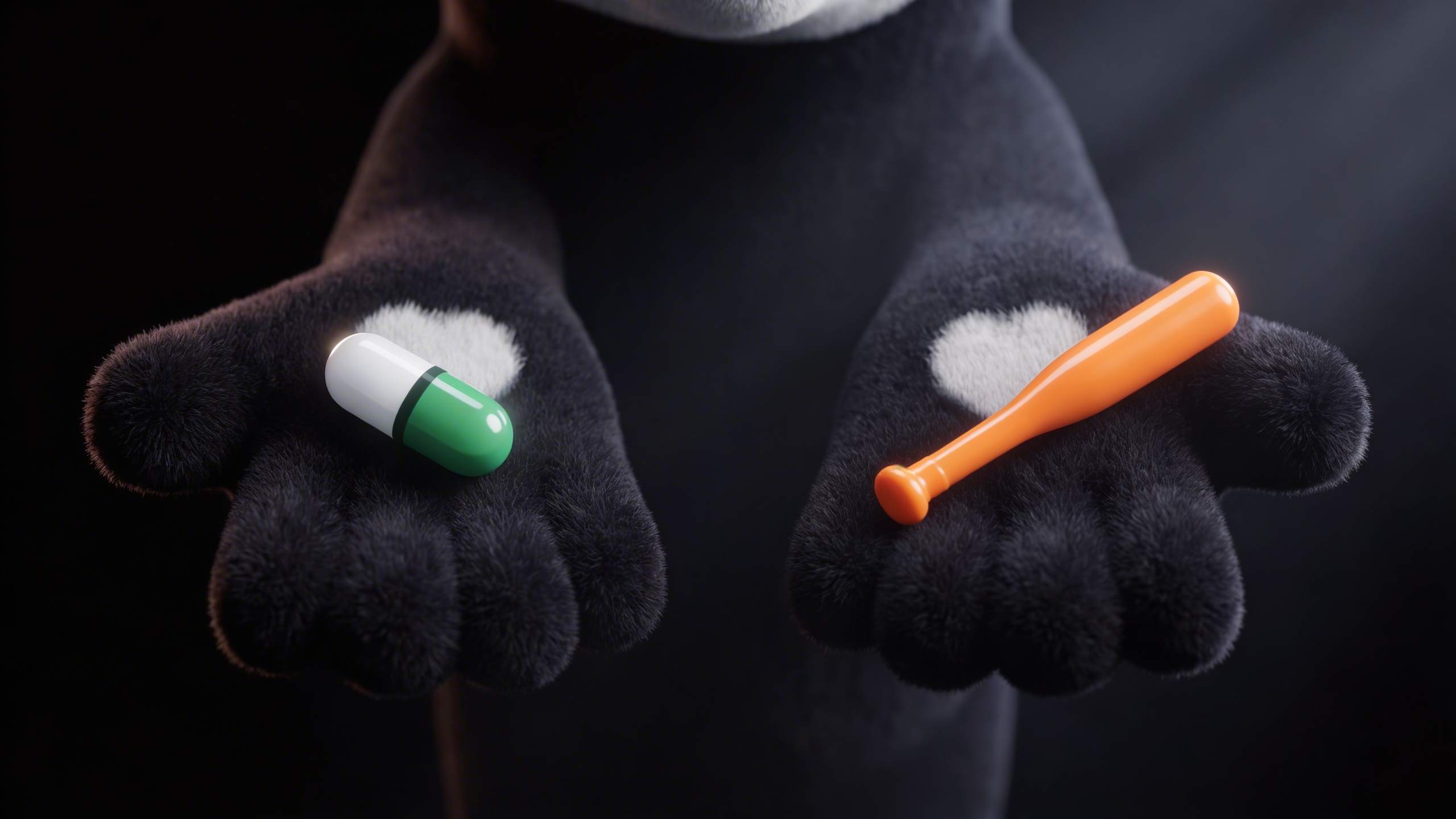 Two paws offering pills